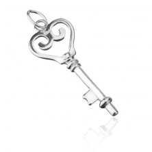 Pendant made of 925 silver - heart-shaped key