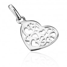 Silver pendant - small filigree heart