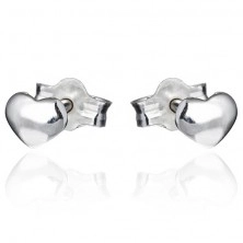 Silver earrings - shiny flat heart