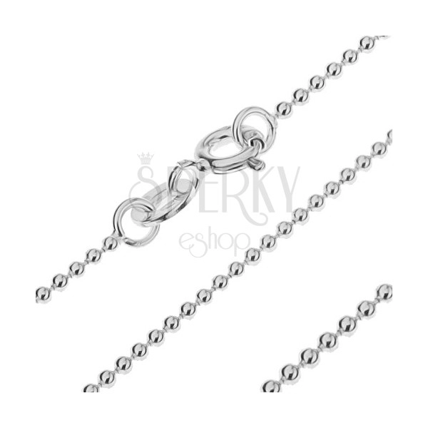 Silver chain - little shiny joined balls, 1,2 mm
