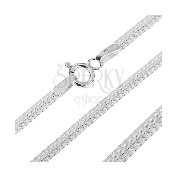 Flat silver chain - obliquely connected V-links, 3,3 mm