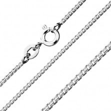 Silver chain - perpendicularly attached squares with notches, 1,1 mm