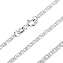 Silver chain - perpendicularly attached squares with notches, 1,1 mm