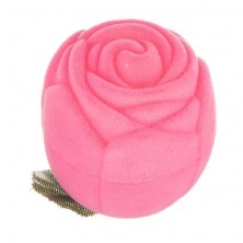 Velvet box for ring – pink rose with leafs