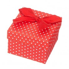 Gift box for jewel - white dots with bow