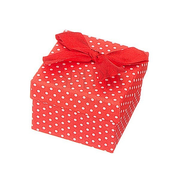 Gift box for jewel - white dots with bow