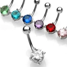 Belly button ring with small round zircon