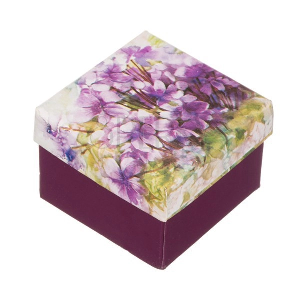 Ring gift box - motif of violet flowers