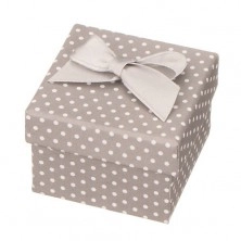 Grey jewellery gift box - white dots with bow