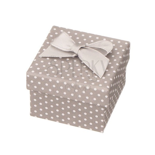 Grey jewellery gift box - white dots with bow
