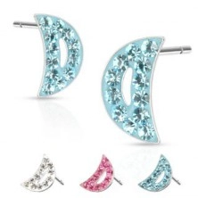 Earrings made of surgical steel - zircon crescent, studs