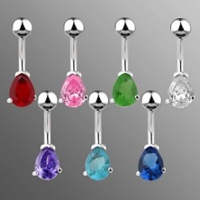 Belly ring with a drop-shaped zircon