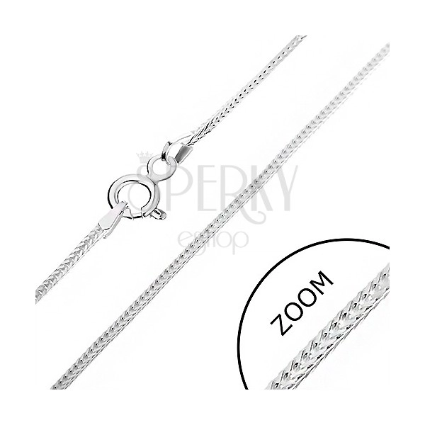 Silver chain - edged line of eyelets, 1 mm