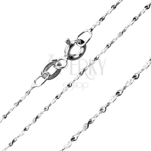 Chain made of 925 silver - shiny wavy links in spiral, 0,9 mm