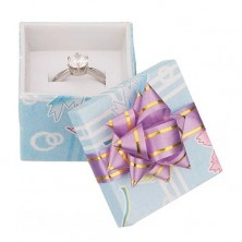 Gift box - cube with multicolour motif and bow
