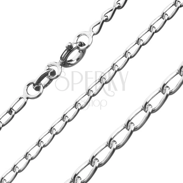 Silver chain - rounded oblong eyelets, 2 mm
