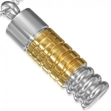 Shiny steel pendant - two-coloured patterned roller