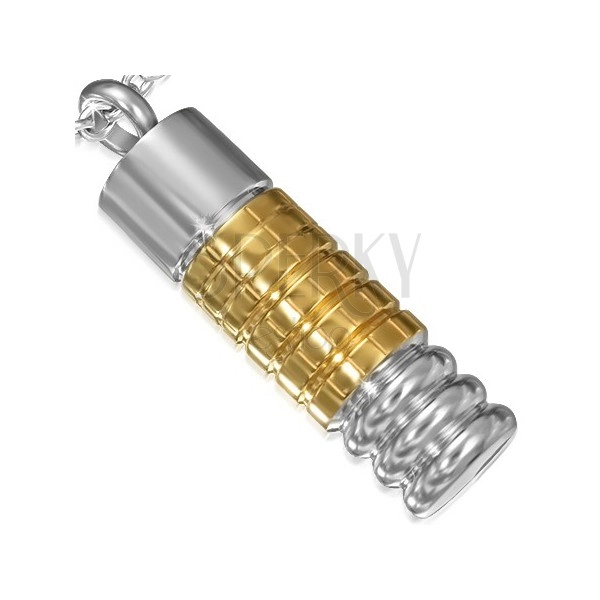 Shiny steel pendant - two-coloured patterned roller