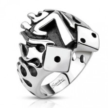 Ring made of steel - dice, flames and number seven