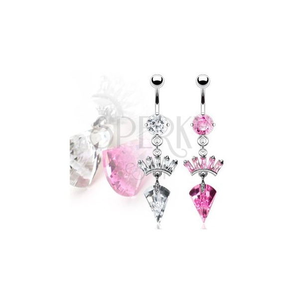 Luxurious belly ring with zirconic crown and open shell