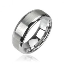 Tungsten ring - polished central part and shiny edges, 8 mm