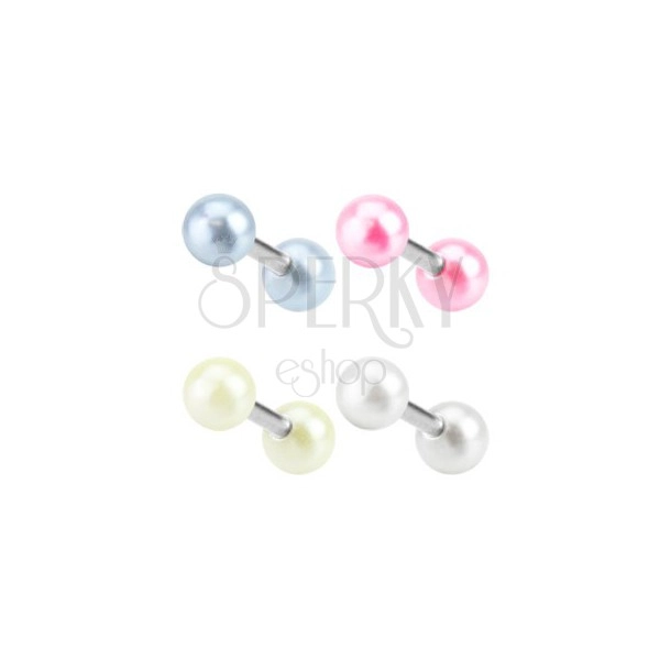 Steel ear piercing - little pearls in various colors