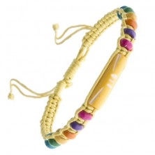 Braided string bracelet - yellow, multicoloured beads