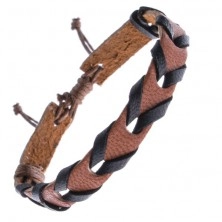 Caramel brown leather wristband, interlaced