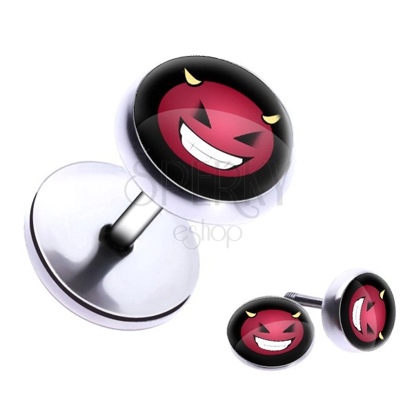 Round steel fake plug - a laughing devil