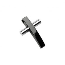 Two-colour stainless steel cross pendant