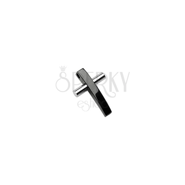 Two-colour stainless steel cross pendant