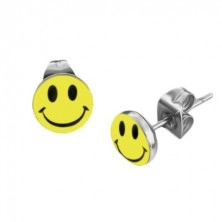 Round steel earrings - emoticon