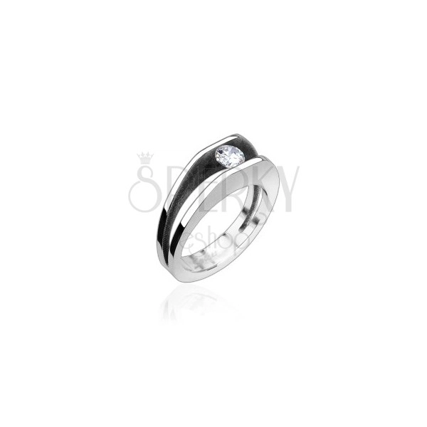 Stainless steel ring with 5 mm zircon