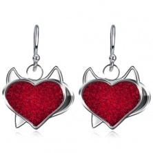 Dangling earrings made of silver 925 - devil's zircon heart