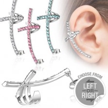 Fake ear piercing - colorful cross with zircons