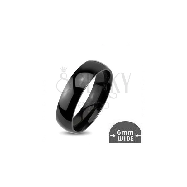 Shiny metal ring - smooth rounded wedding ring of black colour