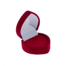 Red gift box for ring - velvet dotted heart