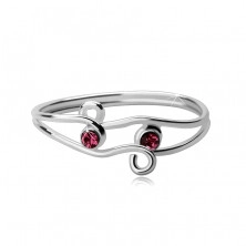 Double ring made of silver 925 - two pink zircons with loops