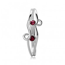 Double ring made of silver 925 - two pink zircons with loops