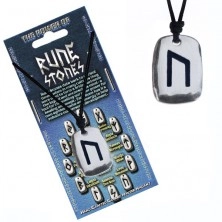 String necklace - metal pendant, tag, rune Uruz