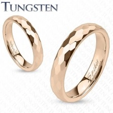 Tungsten band ring - gold-pink, hexagon grinding