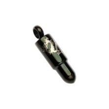 Steel pendant - black bullet with dragon motif of silver hue