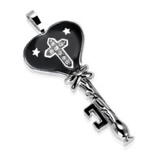 Black stainless steel key with stars