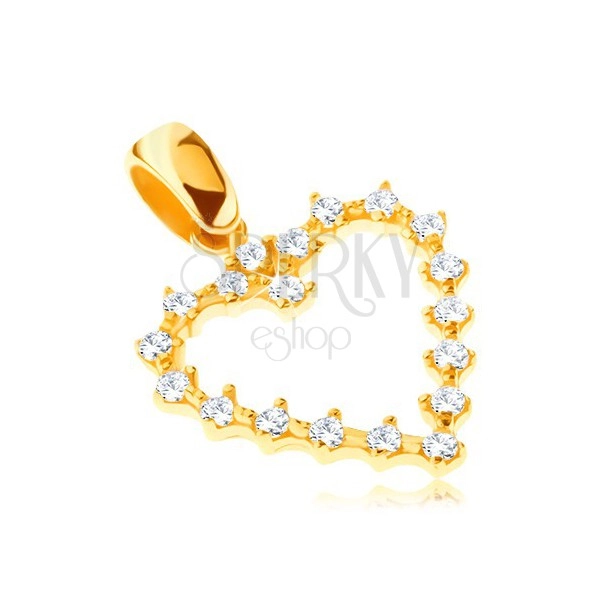 Pendant made of 14K gold - cogged sparkling heart with zircons
