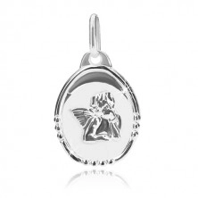 White gold pendant - plate with pensive angel