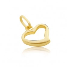 Gold pendant - irregular shiny heart with empty centre