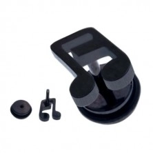 Fake ear plug made of steel - black semiquaver