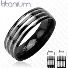 Black titanium band - three stripes in silver color