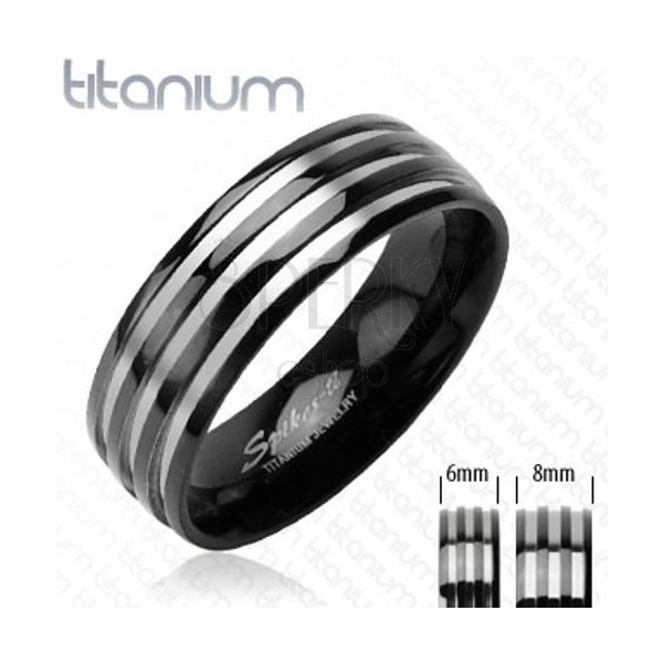 Black titanium band - three stripes in silver color