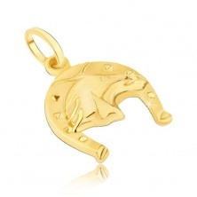 Pendant made of gold - horseshoe with squares and 3D horse head